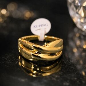 Ping Gold Crossover Ring - Polished Band for Women